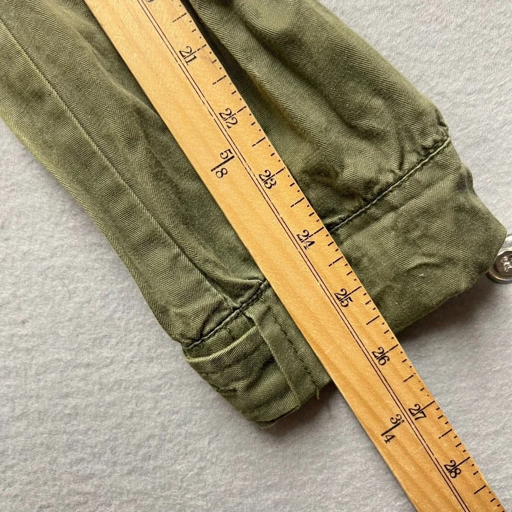 Free People Womens Olive Green Cotton Twill Military Field Jacket Fishtail Hem